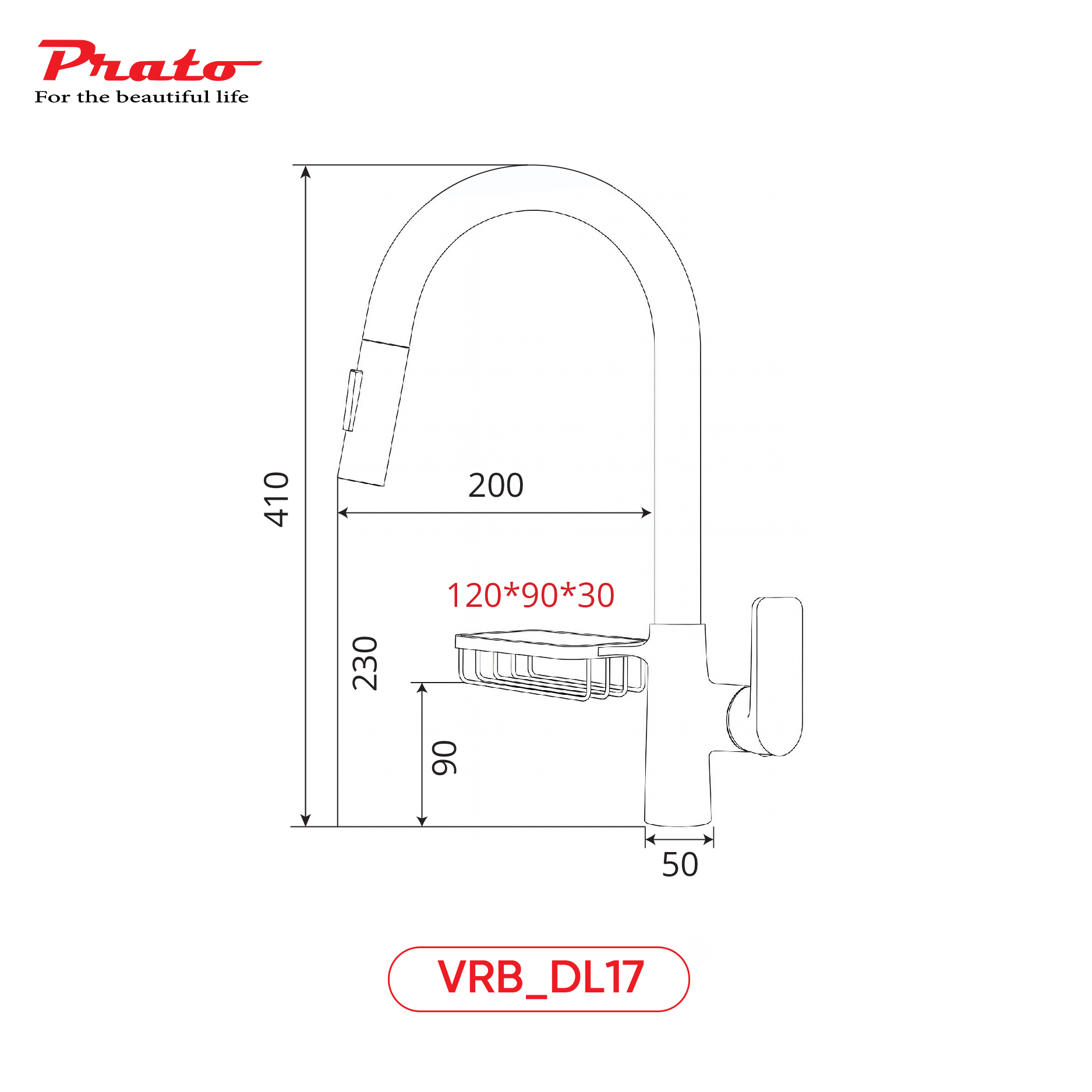 Vòi rửa bát dây rút đồng Prato DL17